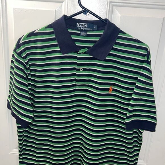 Polo Ralph Lauren shirt green white orange - Picture 2 of 4